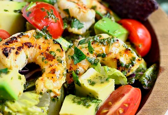 Shrimp and Avocado Taco Salad